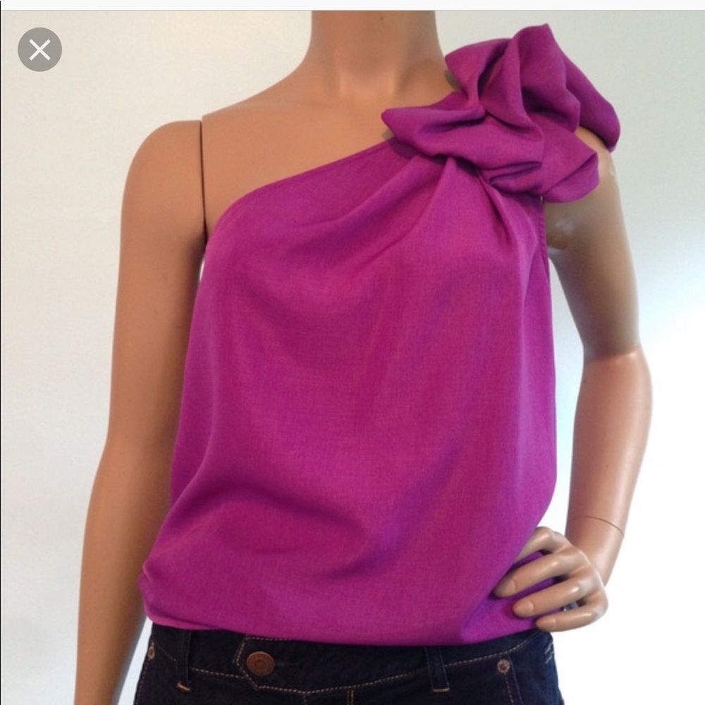 One shoulder purple top blouse size S